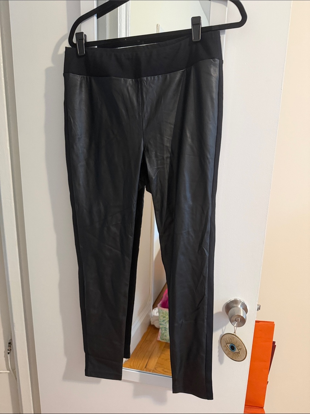 J. McLaughlin Black Faux Leather Ponte Leggings